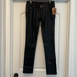 JOUJOU Juniors Faux 100% Vegan Leather Pant. Black. Juniors Size- 7/8.